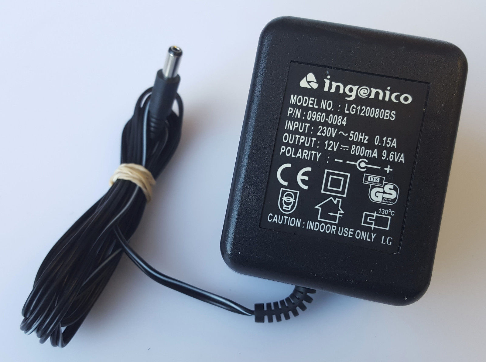 New INGENICO LG120080BS 0960-0084 AC/DC POWER SUPPLY ADAPTER 12V 0.8A UK PLUG